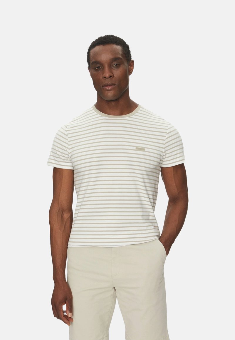 Calvin Klein STRETCH STRIPE - T-Shirt print - white aluminium stripes