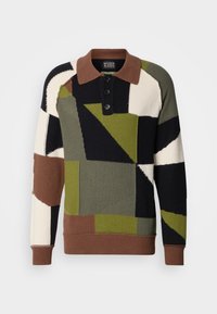 PATCH WORK LONG SLEEVE POLO - Svetr - muti-colour
