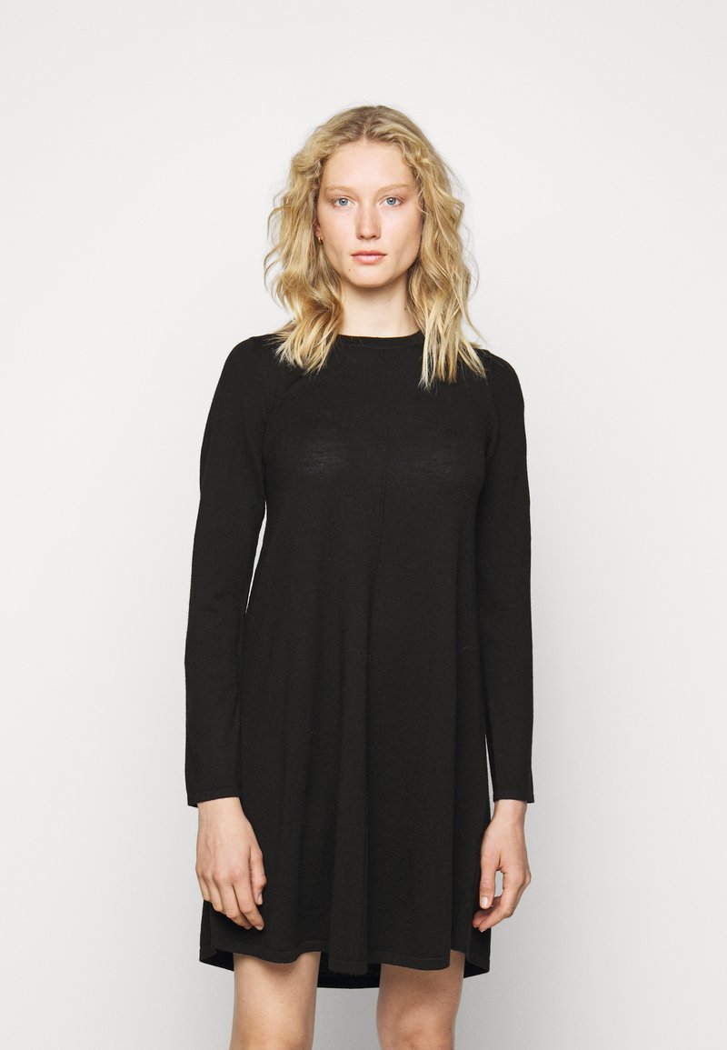 Repeat - DRESS MERINO - Stickad klänning - black, Förstora