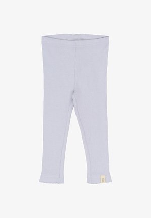 Világosszürke bordás leggings, testhezálló szabással, hullámos szegéllyel és egy kis "PP" feliratú címkével alul. Puha tapintású anyag.