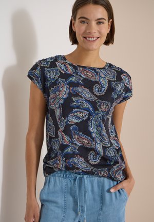 Cecil, KURZARM SHIRT MIT BOAT NECK UND RAFFUNG - T-shirt imprimé - universal blue