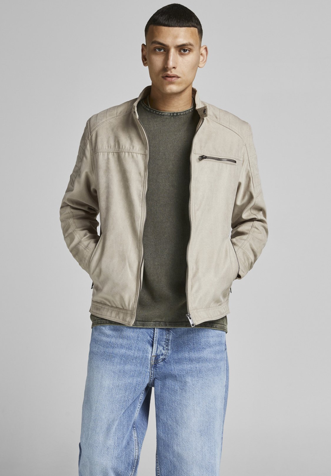 Chaqueta Harrington Jack & Jones Para Hombre - Estilo Casual Y Clásico | Color Beige