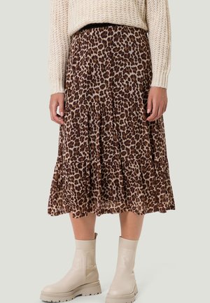 MIT ANIMAL PRINT - A-line skirt - camelbrown