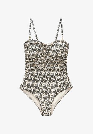 Next TUMMY CONTROL RUCHED BANDEAU STANDARD - Kupaći kostim - ecru black woodblock