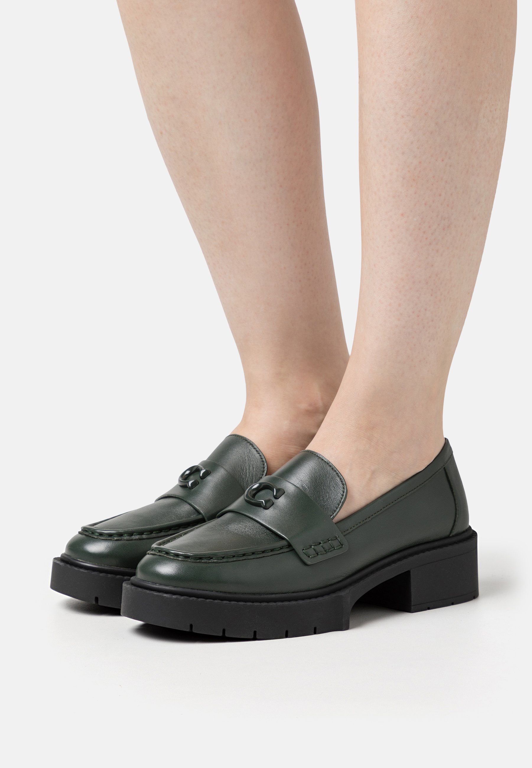 coach green loafers