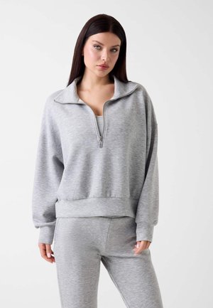 Guess SWEATSHIRT MIT HALBEM REISSVERSCHLUSS - Sweatshirt - grau