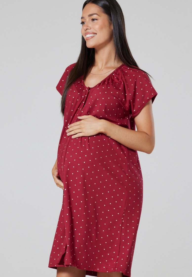 Happy Mama 2PACK Chemise de nuit / Nuisette black & crimson with