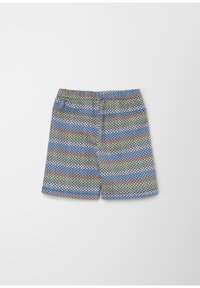 Barevné vzorované šortky s kostkovaným designem v modré, zelené, růžové a šedé barvě. Elastický pas a dvě zadní kapsy.