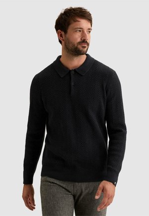 Vanguard, PULLOVER WITH POLO COLLAR AND HERRINGBONE TEXTURE - - Jersey de punto - dark navy