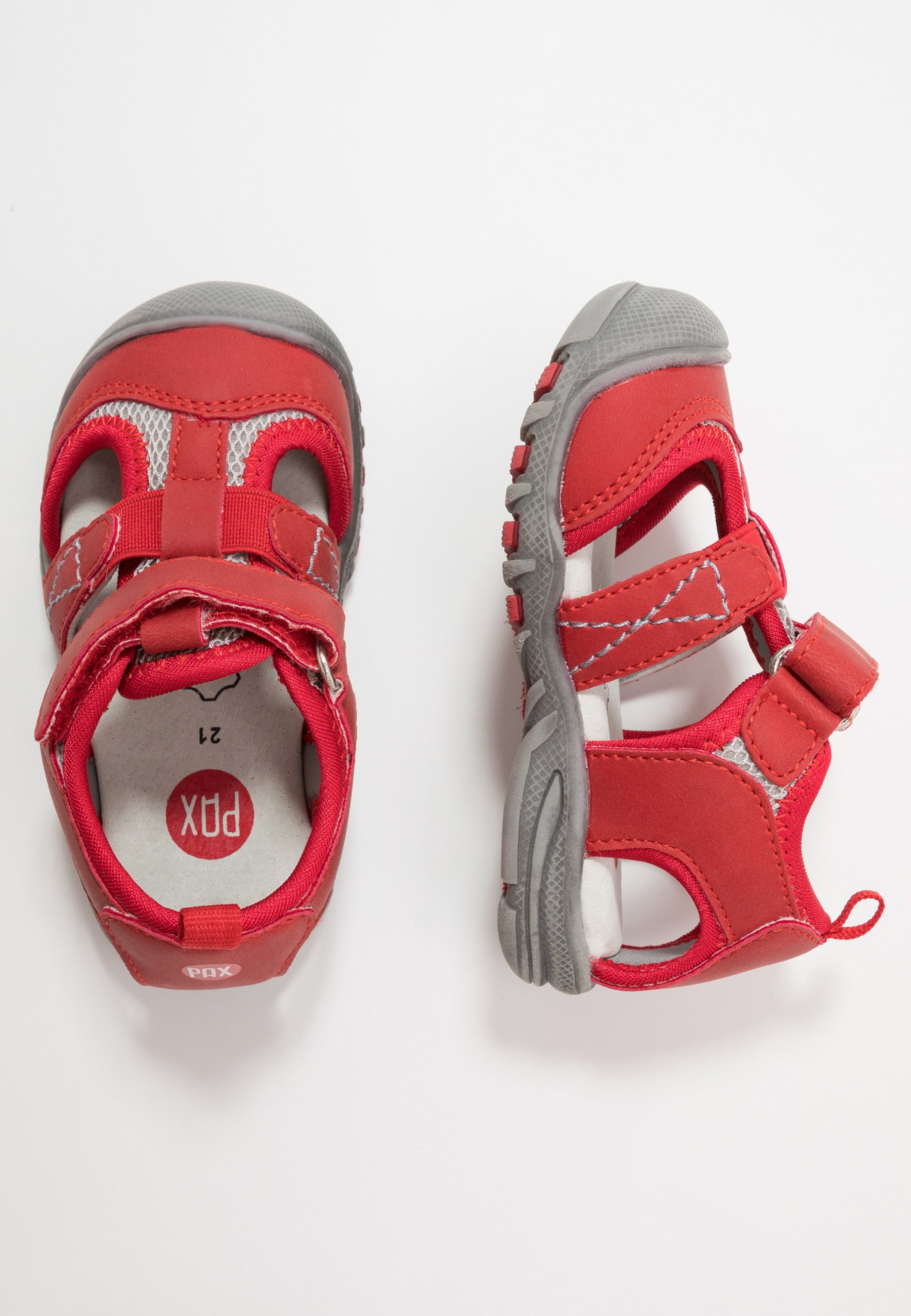 red walking sandals