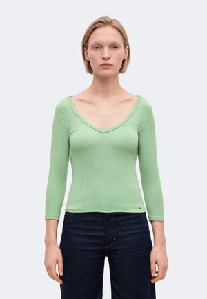 Hollister Co., TEXTURED 3/4 LENGTH V NECK - Блуза с дълги ръкави - light green
