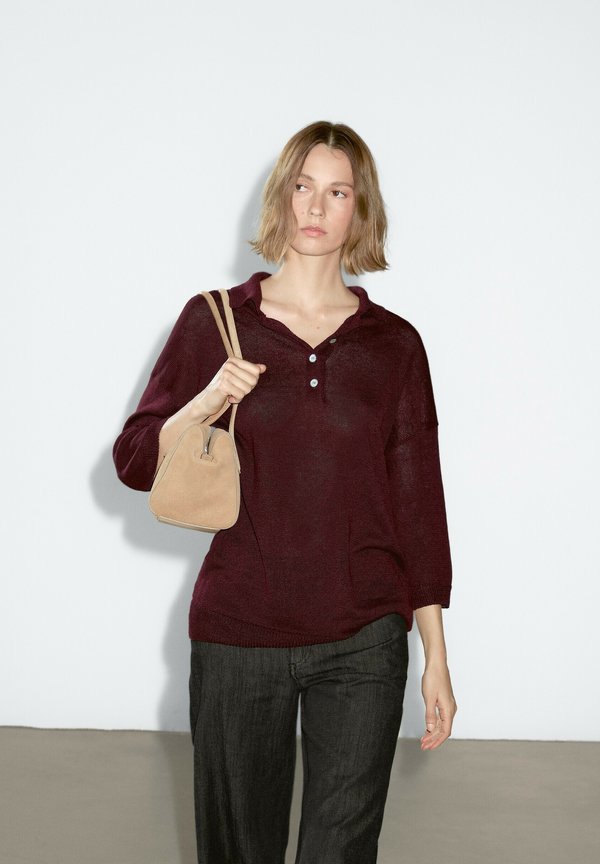 Long sleeved top - mottled bordeaux