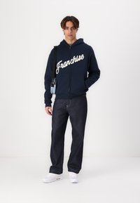 Franchise SIGNATURE ZIP HOODIE - Φούτερ με φερμουάρ - blue/beige
