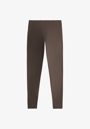 OYSHO, COMPRESSIVE HIGH-RISE CORE-CONTROL ANKLE-LENGTH LEGGINGS - Legging (type pantalon) - dark brown