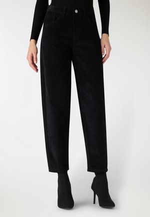 BALLOON FIT CON RISVOLTO - Jeans baggy - nero