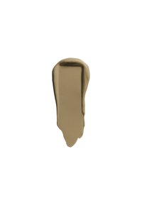 Campione di vernice beige con una texture liscia e lucida, caratterizzato da una parte superiore arrotondata e una parte inferiore che si assottiglia. Nessun motivo o dettaglio notevole.