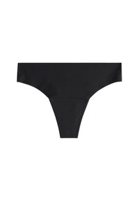Schwarzer Bikiniunterteil mit einer glatten, matten Oberfläche. Die minimalistische Gestaltung zeichnet sich durch einen tiefen Schnitt und fehlende sichtbare Akzente oder Muster aus.