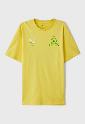 Kollane puuvillane T-särk lühikeste varrukatega. Omab roheline tikandlogoga, millel on täht ja paelte detail. Lõdva lõikega, ümmargune kaelus.