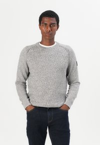 TOM TAILOR STRUCTURED MULTICOLOR CREW NECK  - Trui - beige/off white