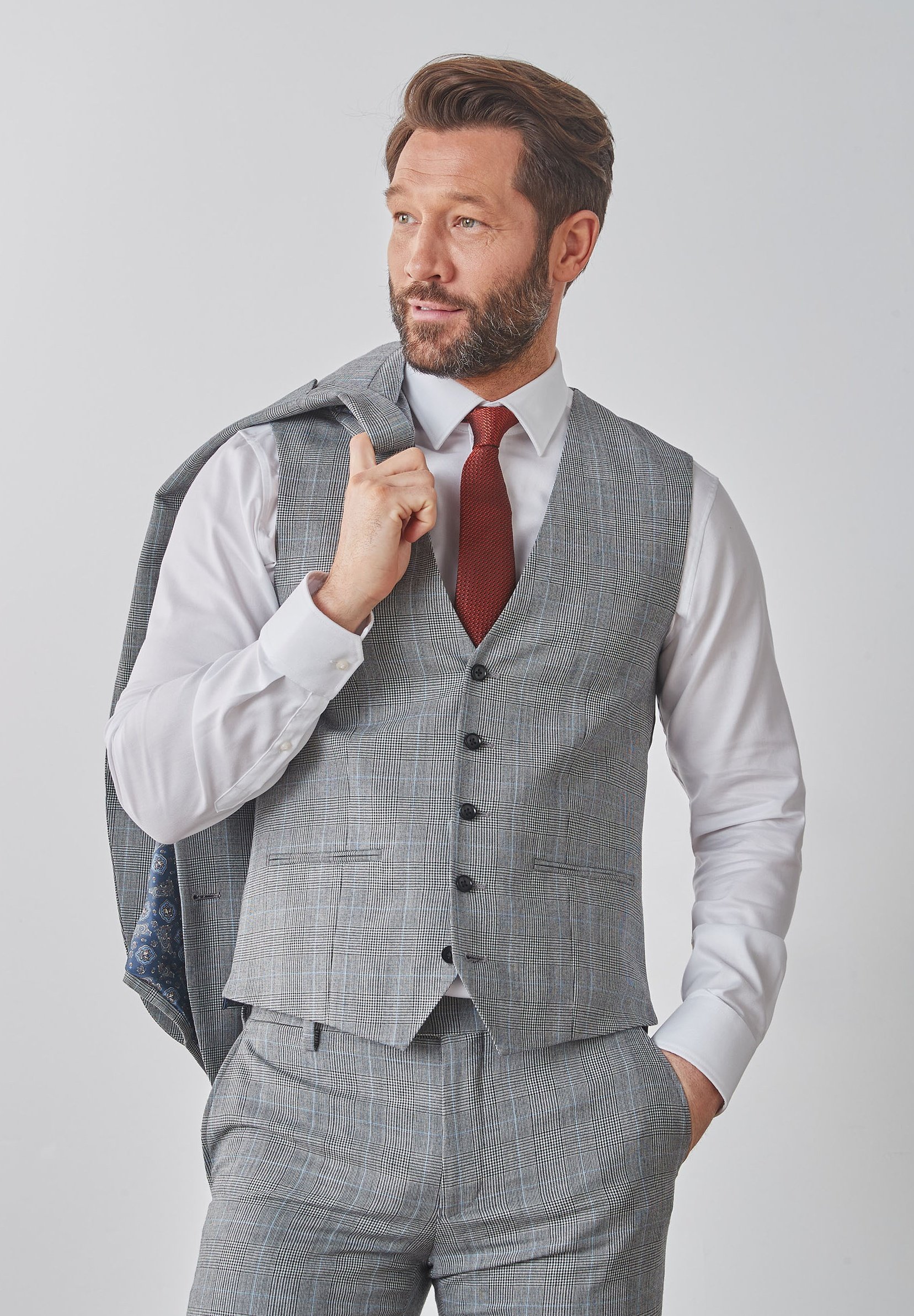 Gilet Costume Homme Ajusté - 4 Boutons - Taille Slim Pour Occasions Formelles Ou Décontractées - Cadeau Idéal Pour Mariage, Travail - 5