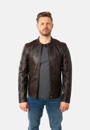 MTIBOR BIKER - Chaqueta de cuero - dark brown