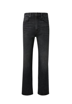 Schwarze Jeans aus Denim mit geradem Bein, fünf Taschen und einem klassischen Bund mit Gürtelschlaufen. Dezente Verblassung und Nähdetails.