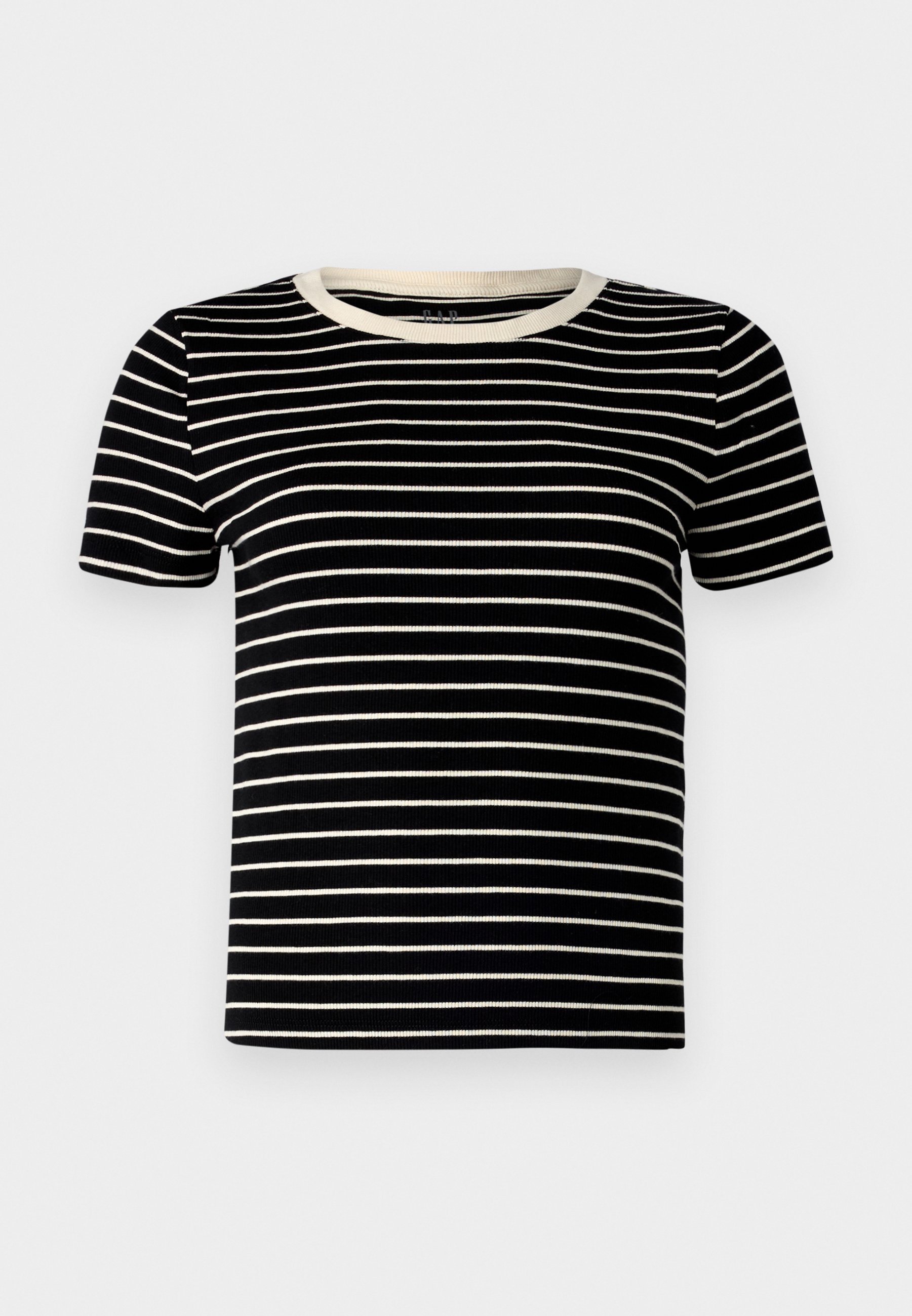 GAP MOD CROP TEE - Triko s potiskem - black white stripe