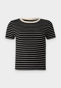 MOD CROP TEE - T-shirt imprimé - black white stripe