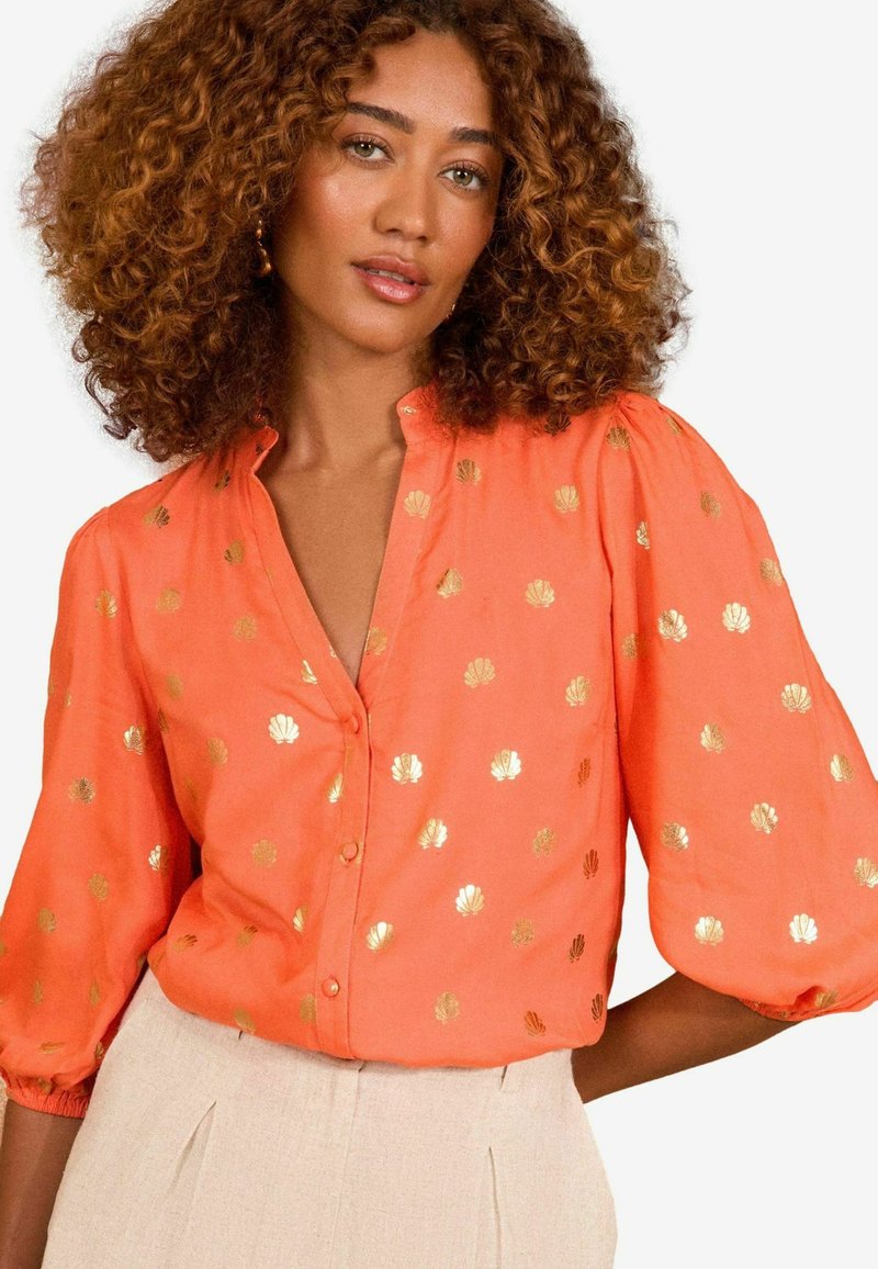 Love & Roses REGULAR FIT PIE CRUST DETAIL 3/4 SLEEVE - Košilová halenka  - orange shell