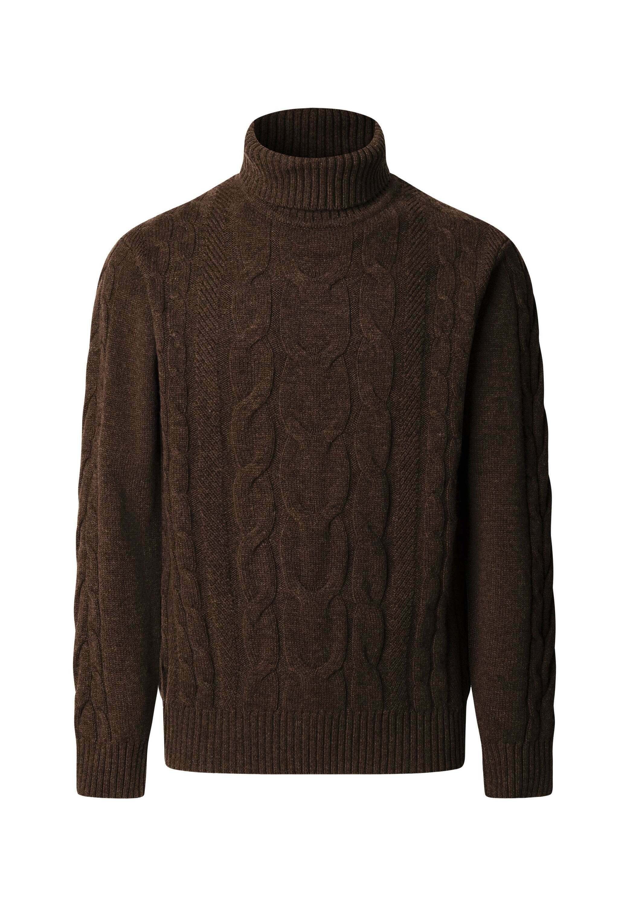 Hackett London CABLE ROLL NECK - Jumper - walnut brown/brown - Zalando