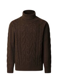 CABLE ROLL NECK - Striktrøje - walnut brown