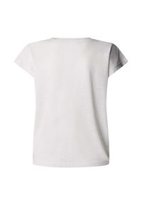 Schlichtes weißes T-Shirt mit kurzen Ärmeln, von hinten gezeigt, mit rundem Ausschnitt und lockerem Sitz vor weißem Hintergrund.