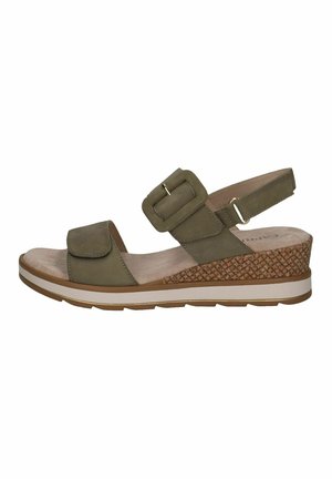 Sandales à plateforme - olive nubuc