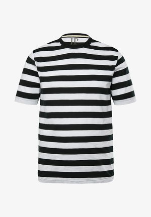 Černobílý pruhovaný tričko s krátkými rukávy, kulatým výstřihem a volným střihem. Vyrobeno z měkké tkaniny, s logem na vnitřním límci.