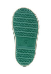 Semelle de chaussure en caoutchouc verte avec une texture à motifs, comportant un design de grip en zigzag et un bord blanc. Taille marquée "20".