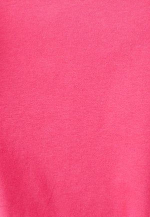 Tessuto rosa brillante con una finitura liscia e testurizzata, caratterizzato da una tessitura uniforme e senza motivi o accenti visibili.