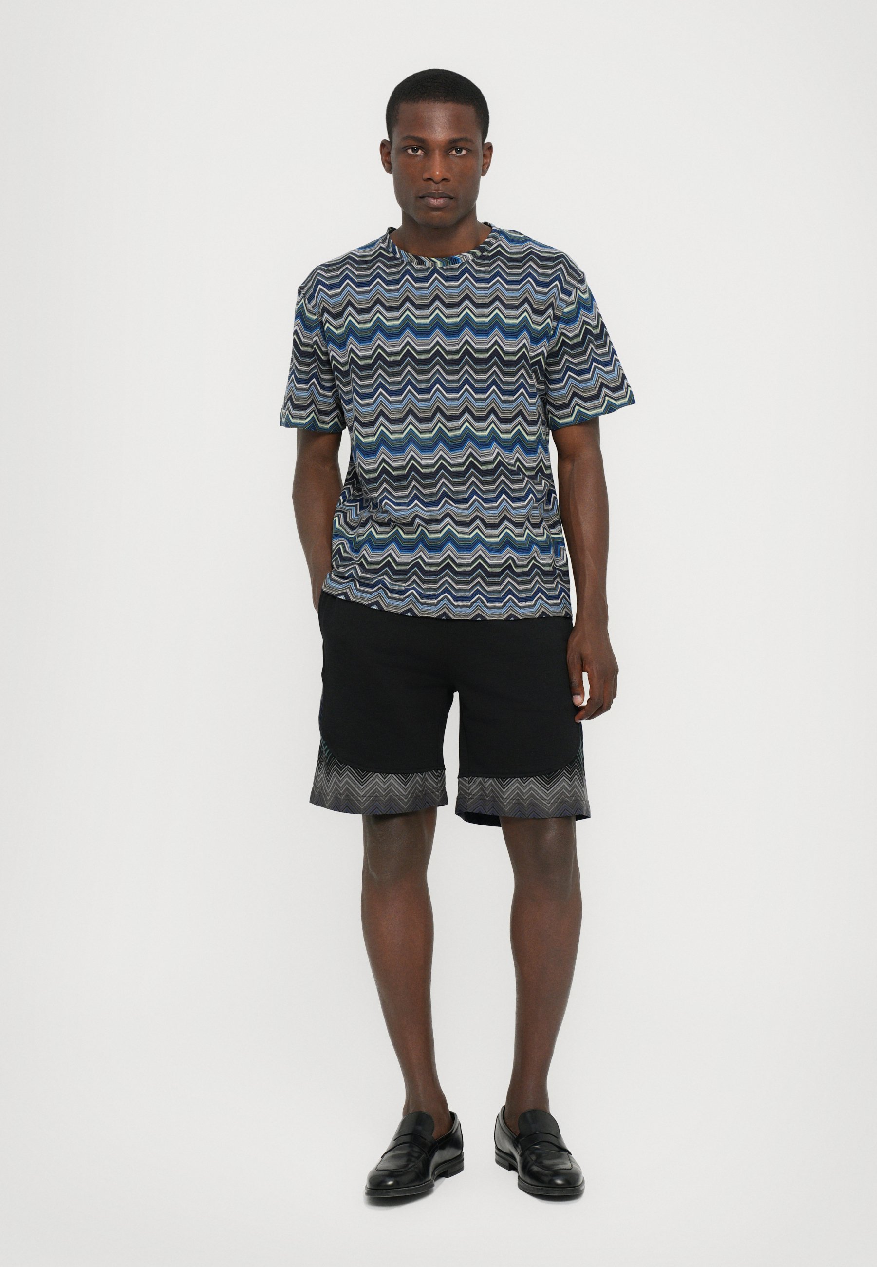 Missoni SHORT SLEEVE - Print T-shirt - blue/green/light grey