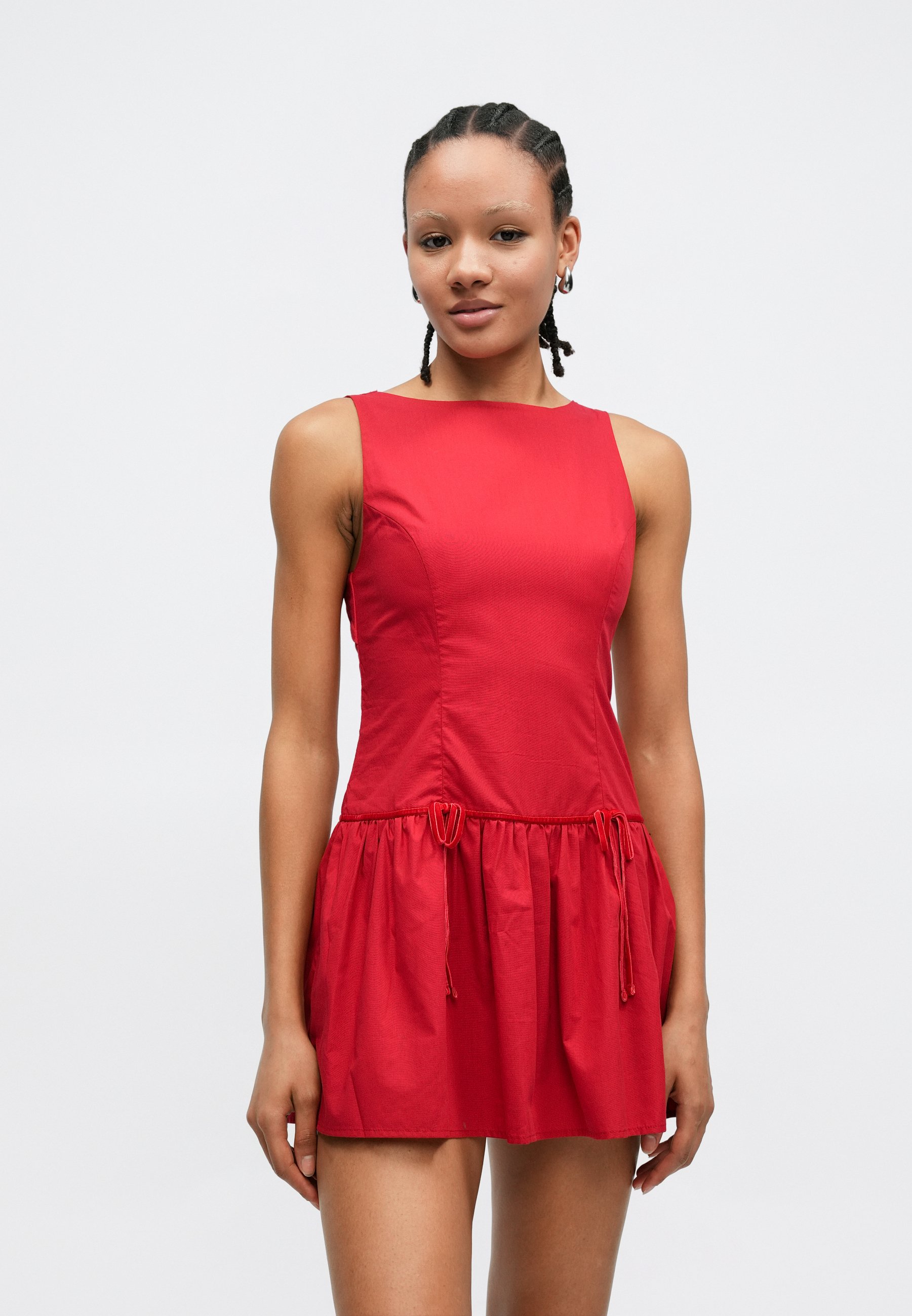 hollister ponte skater dress Hollister square neck drop waist Chiffon Mini Dress in white-Yellow