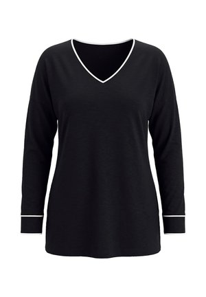 MIAMODA, T-SHIRT, LOOSE FIT, FARBIGEM PIPING, LANGARM - Maglietta a manica lunga - black