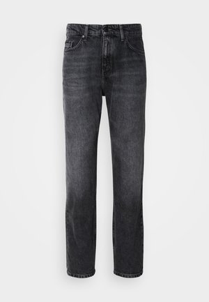 Zwarte denim jeans met een rechte pasvorm, vijf-pocket ontwerp en een knoopsluiting. Beschikt over een licht vervaagde textuur en standaard riemlussen.