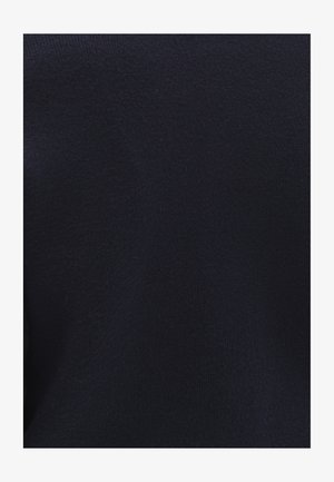 Tessuto lavorato a maglia blu navy, texture liscia, vista ravvicinata che mette in evidenza la superficie uniforme e il colore costante senza motivi o dettagli visibili.