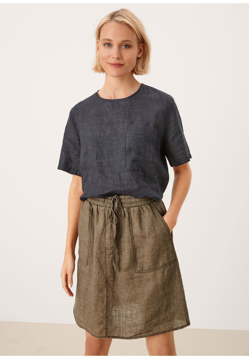 s.Oliver ROCK AUS LEINEN ALinienRock dusty olive melang/grün