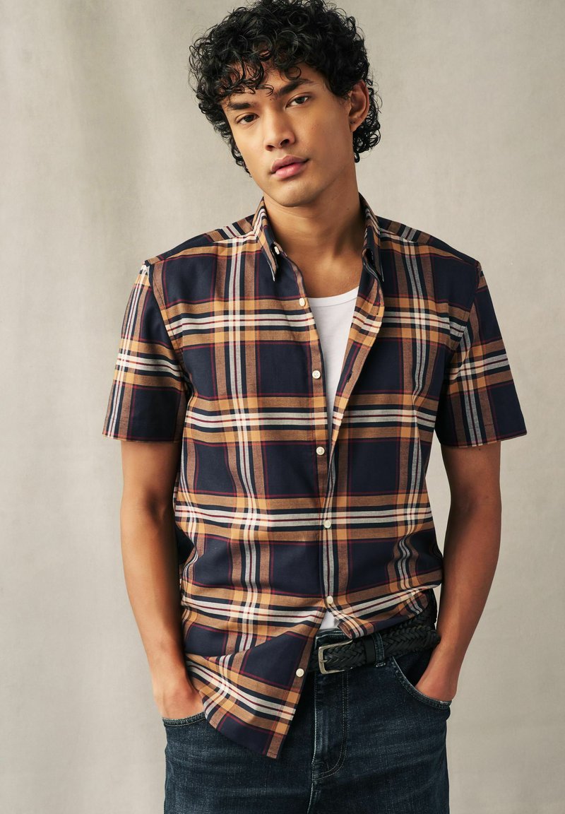 Next STRETCH OXFORD CHECK SHORT SLEEVE REGULAR FIT - Košeľa - navy blue