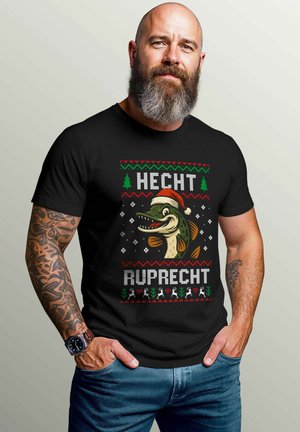 UGLY CHRISTMAS HECHT RUPRECHT WORTSPIEL - Print T-shirt - schwarz