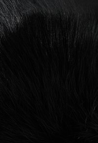 Textura de pelaje negro denso y brillante con hebras finas y suaves estrechamente empaquetadas, reflejando la luz sobre un fondo oscuro.