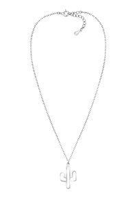 Collana d'argento con pendente a forma di cactus, catena delicata e chiusura regolabile con un piccolo charm.