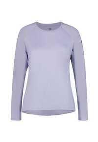 Långärmad skjorta i ljus lavendel, med rund halsringning och raglanärmar. Tillverkad av ett mjukt, stretchigt tyg med minimala sömmar.