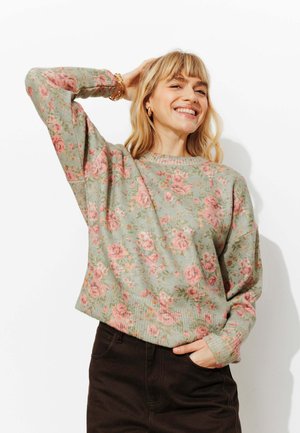 PULL À FLEURS - Pullover - turquoise
