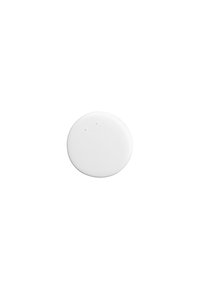 Rund hvid malingsprøve med en glat, blank overflade. Teksturen ser jævn ud med let synlige luftbobler. Ren kant.