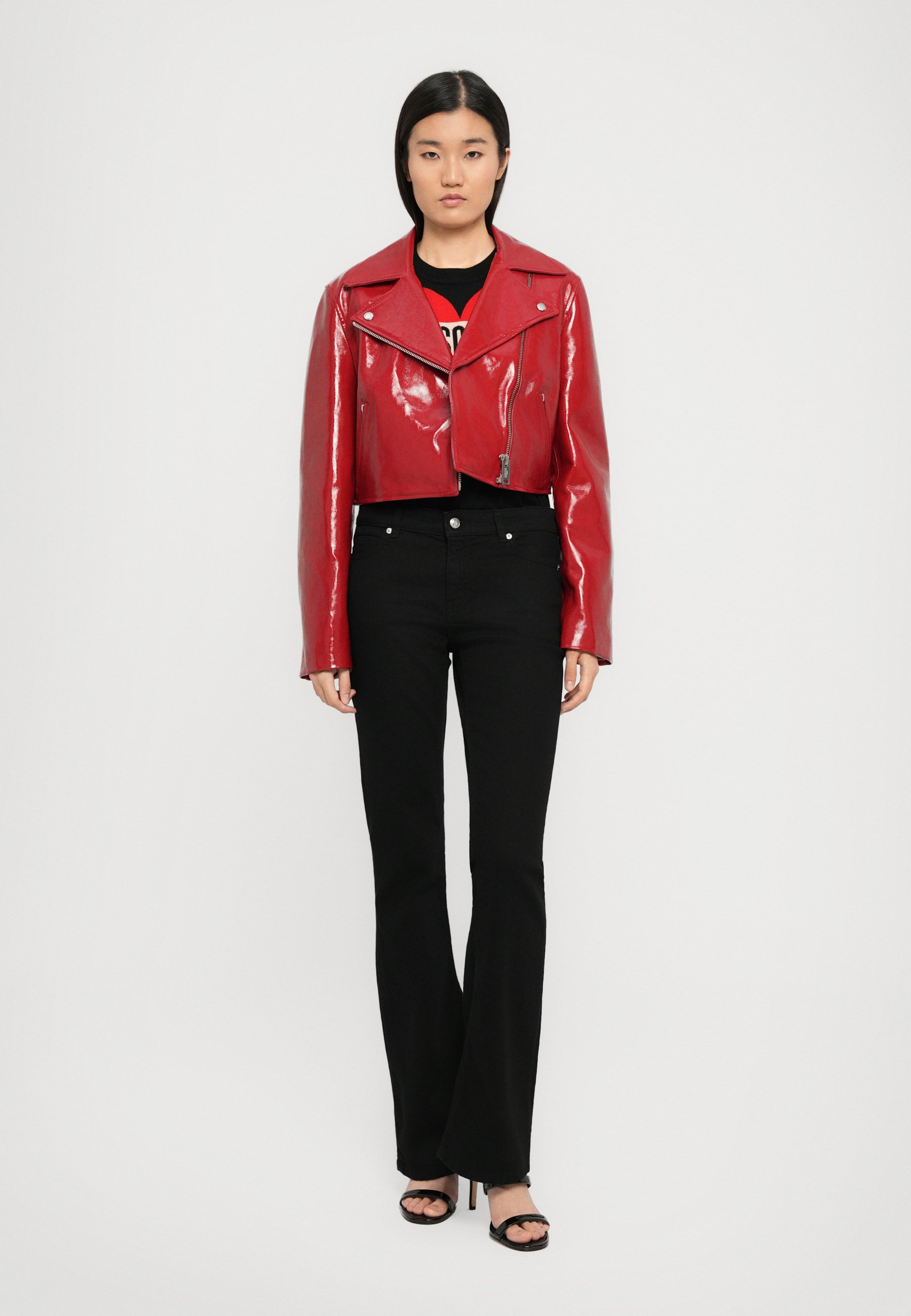 MOSCHINO JEANS JACKET - Leather jacket - red - Zalando.co.uk